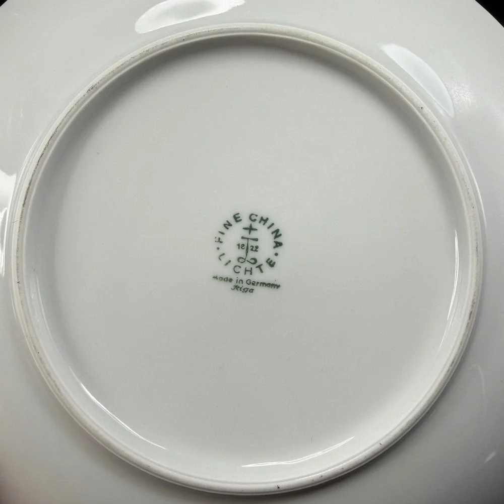 Lichte Fine China Riga Salad Plates Set 4 Red Gold Floral Germany 7 inch Vintage